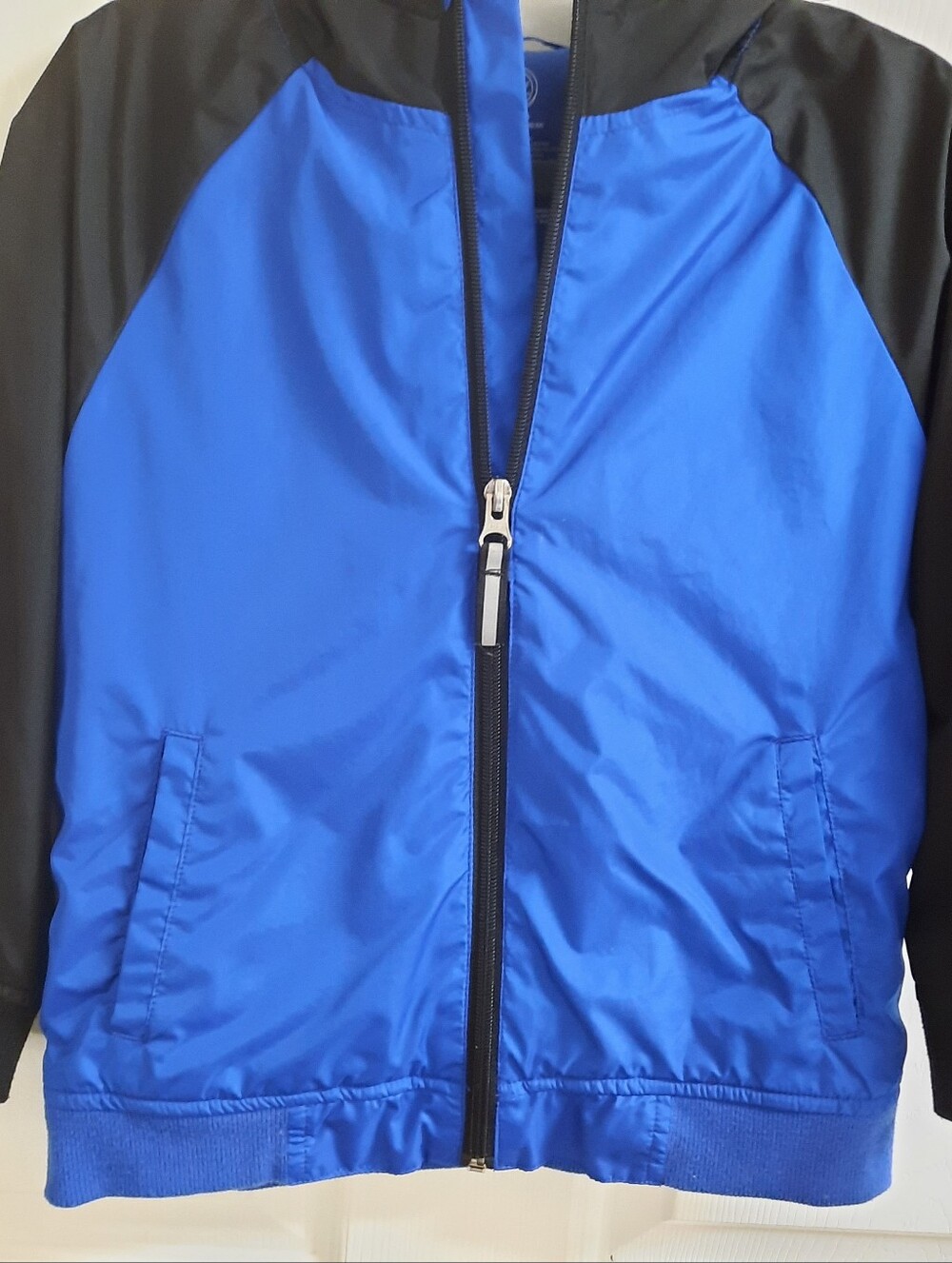 wonder nation Blue and Black Raglan Zip-Up Puffer Jacket